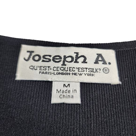 Joseph A Womens Vintage Ribbed Square Neck Tank Top Size Medium Black Stretch - Picture 5 of 8